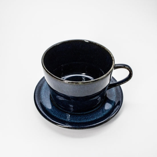 深山窯｜咖啡杯碟組 - 海藍 日本美濃燒