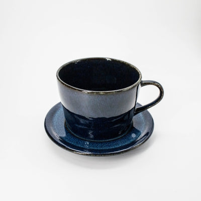 深山窯｜咖啡杯碟組 - 海藍 日本美濃燒