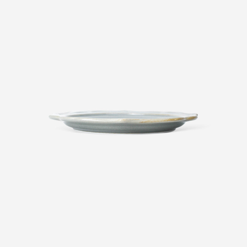 Vanves｜浮雕圓形中皿 - 橄欖灰 日本美濃燒(18cm)